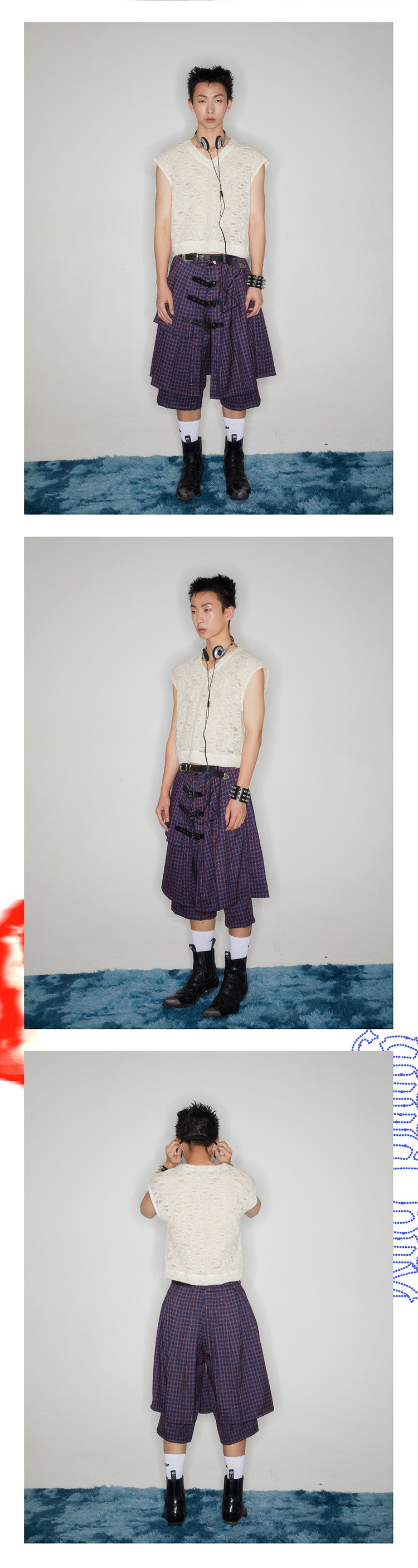 Two tone sleeveless hollow top