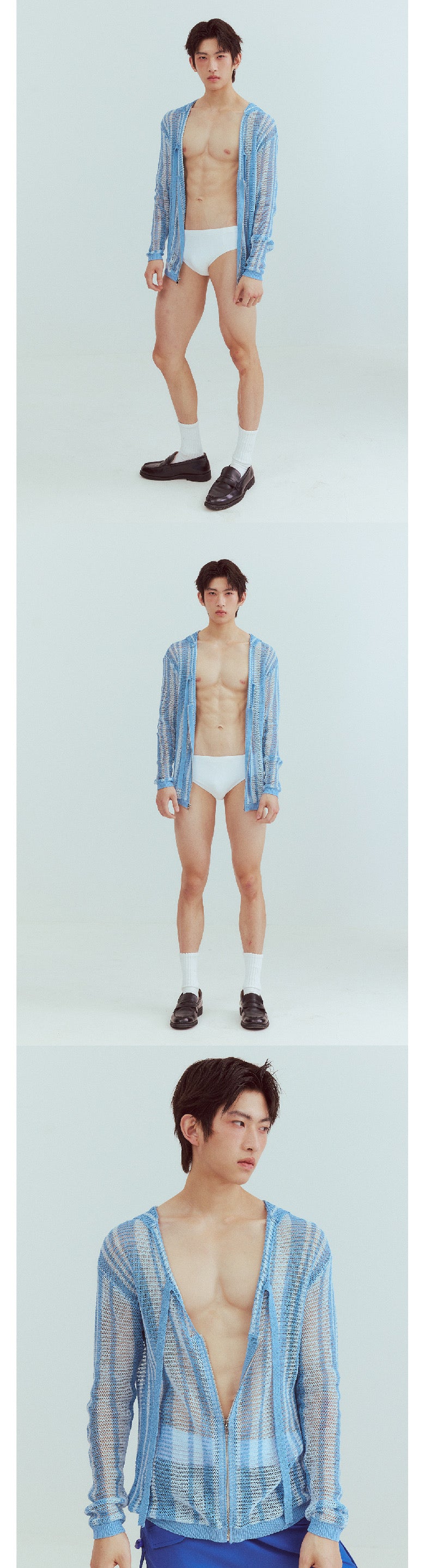 Vacation-style hollow-out knitted shirt