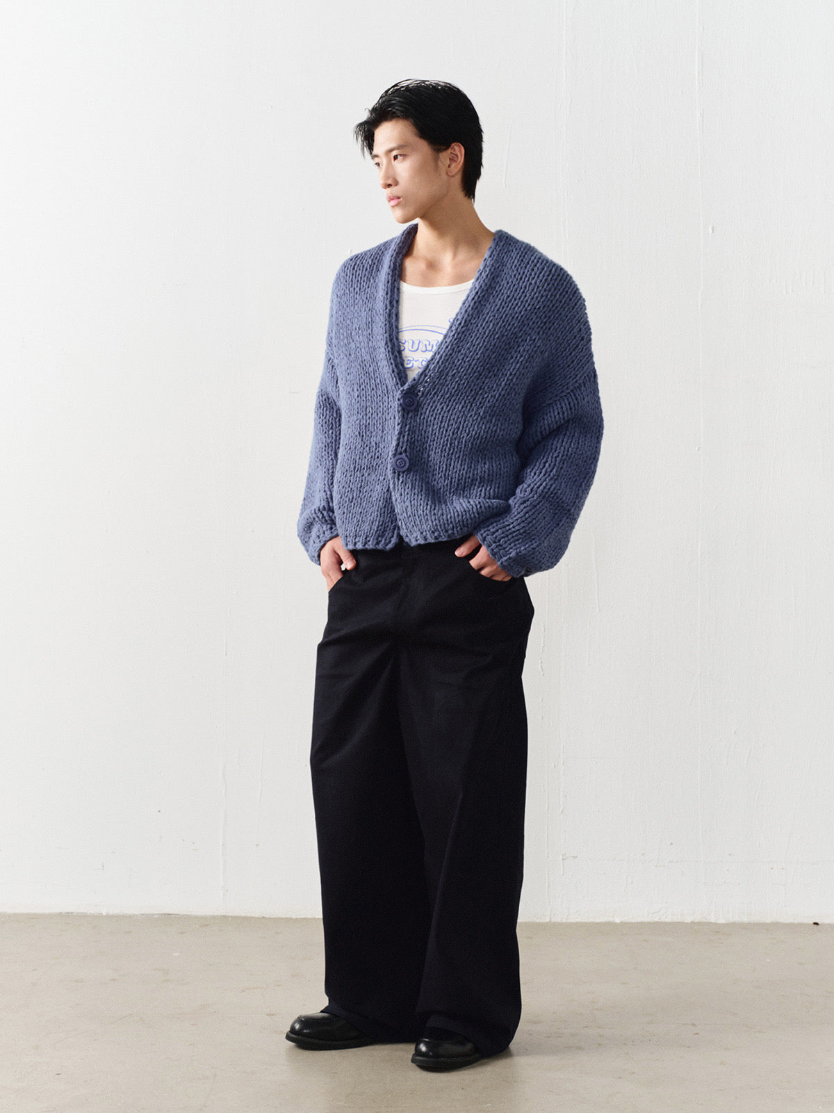Chunky knit oversized button sweater