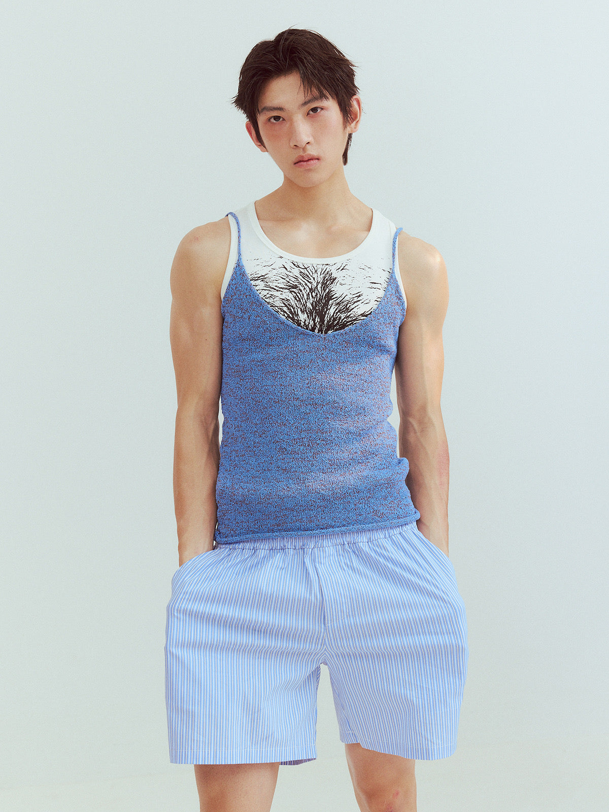 Funny short hairy I-back vest