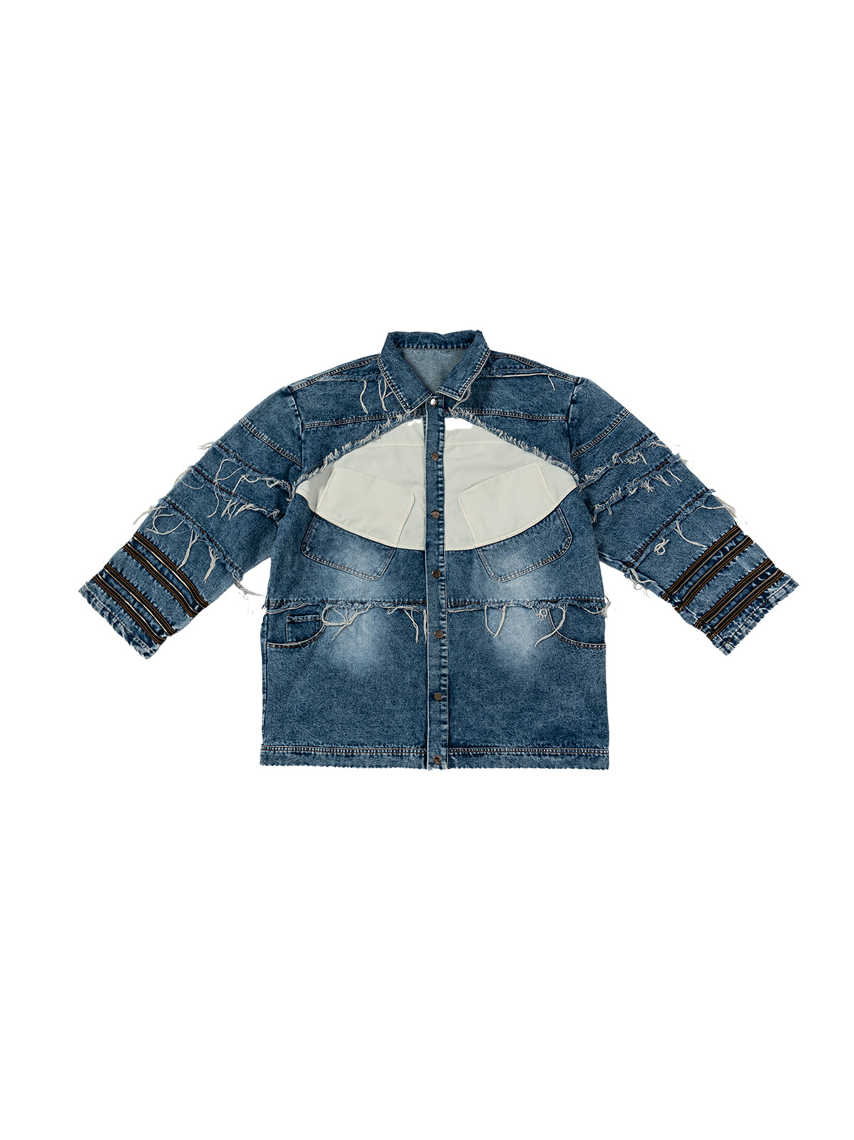 Edge stacked wide denim jacket