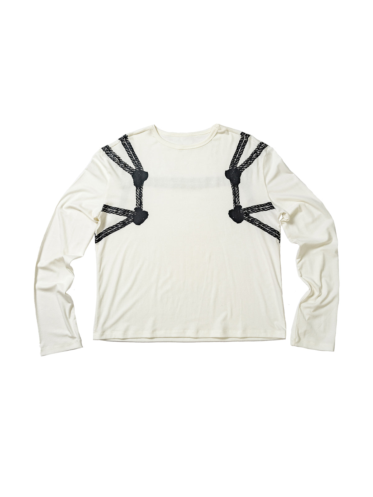 White tied long sleeved elastic T-shirt