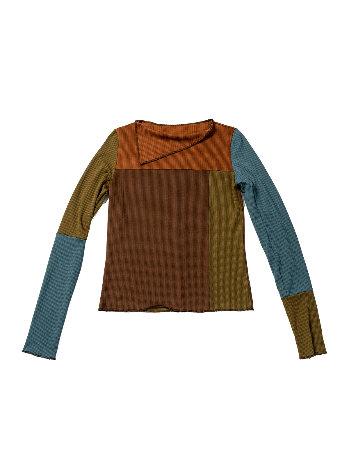 Splicing retro triangle neck tight top