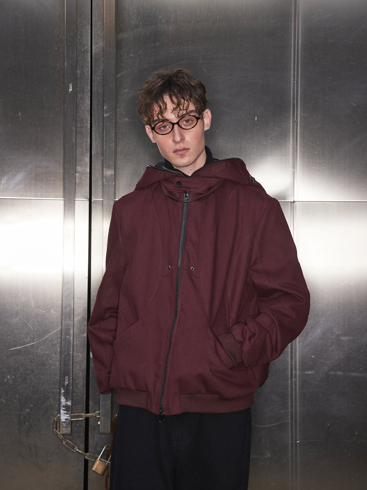 Dark red perforated jacket