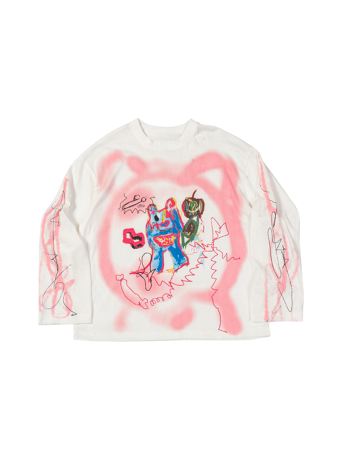 Graffiti Bear Face Long Sleeve T-shirt