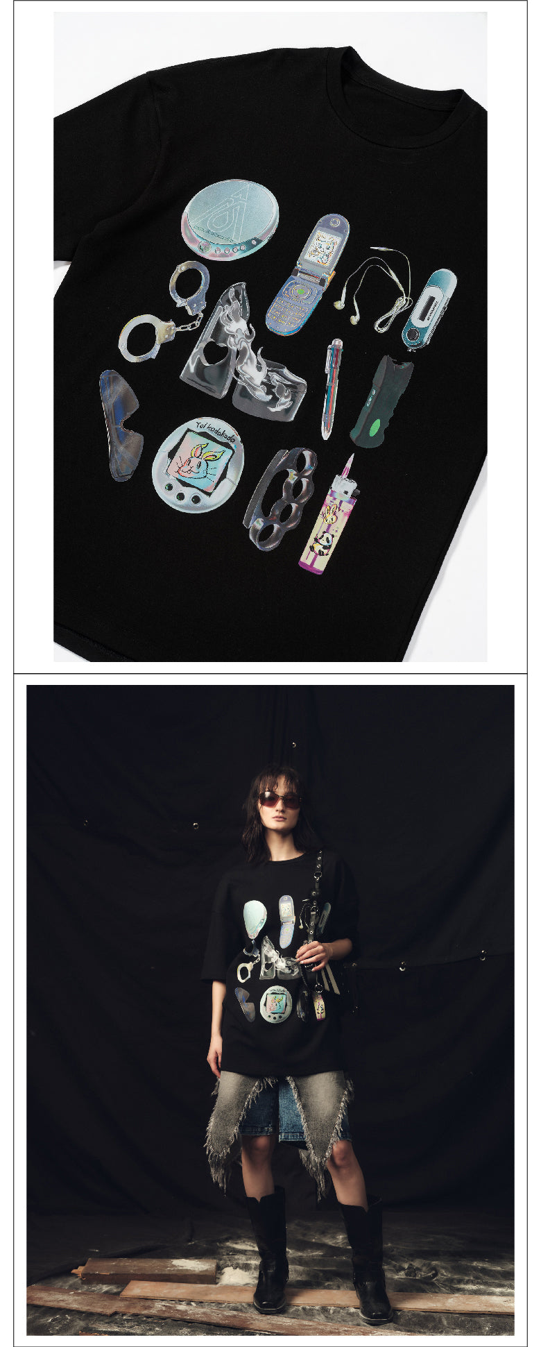 Full picture y2k printed loose T-shirt