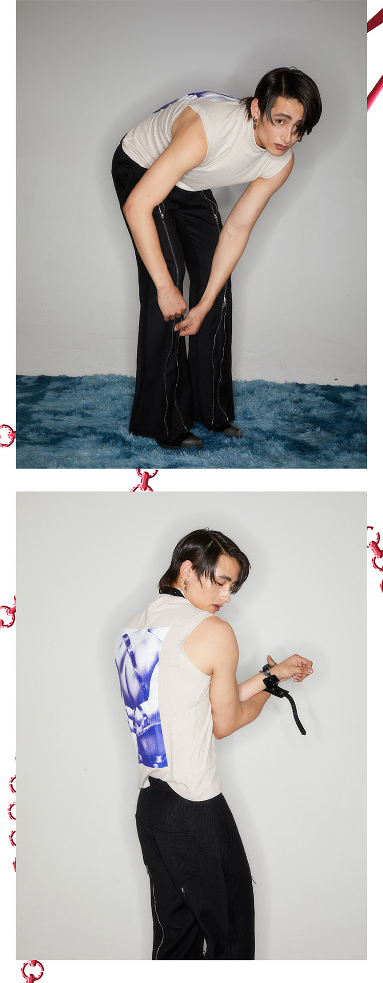 Black long zippered pants