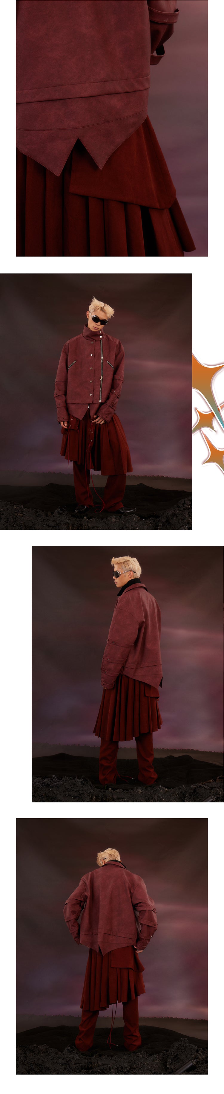 Double layer rope pleated skirt pants