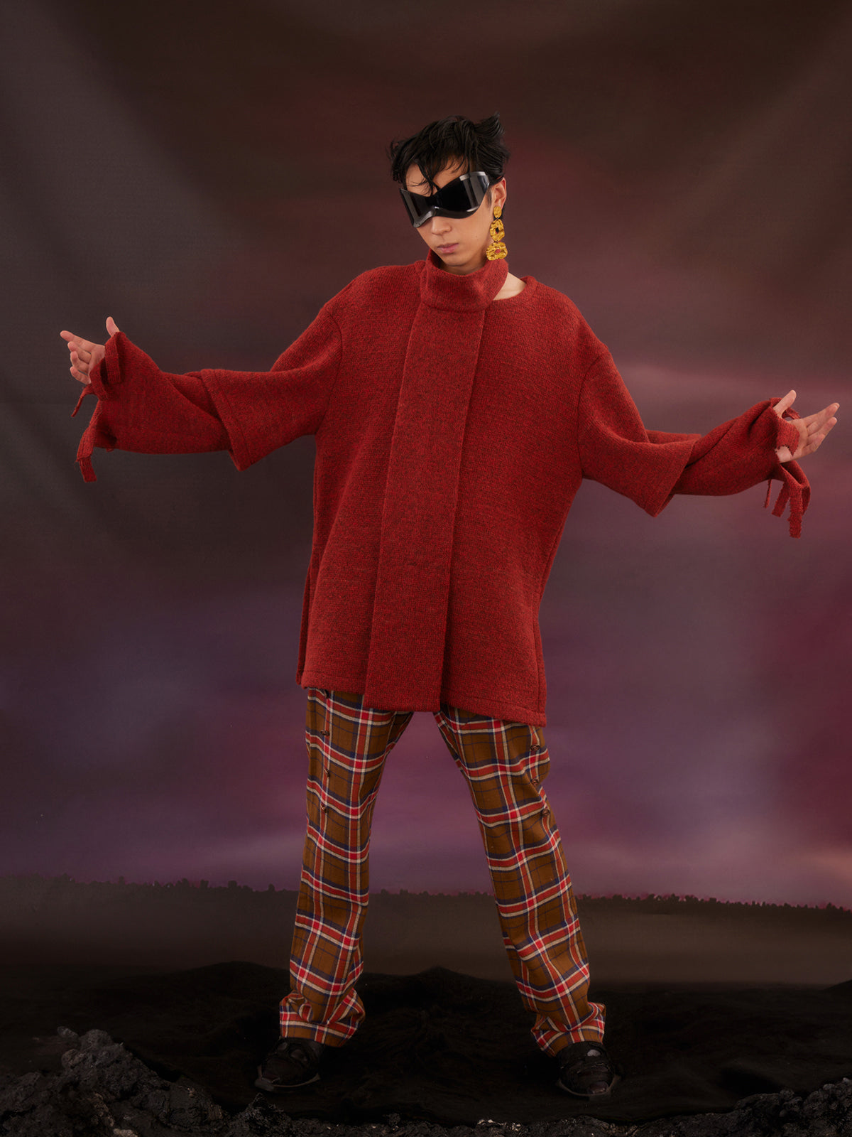 Scarf and tattered sweater