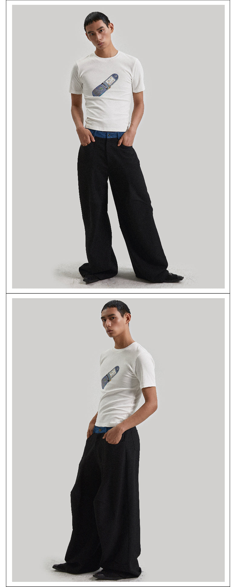 Y2k mobile phone printed tight fitting T-shirt