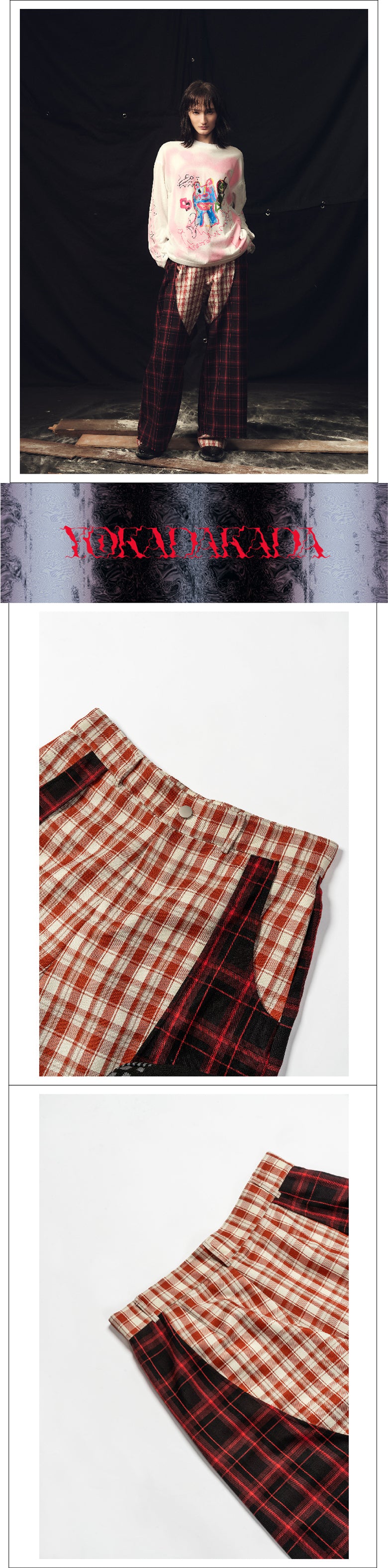 Double layered checkered pants