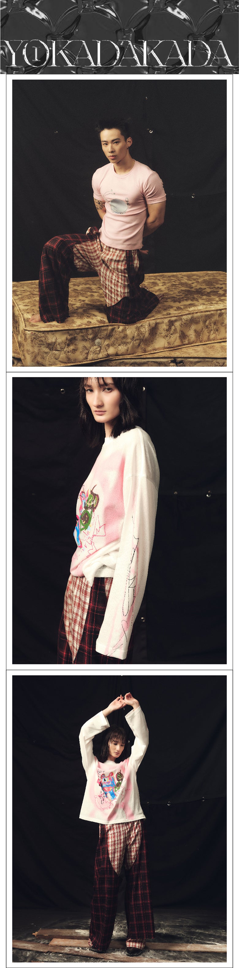 Double layered checkered pants