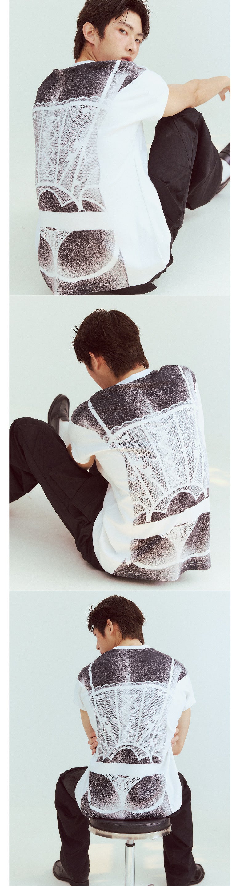 Loose T-shirt with back printing