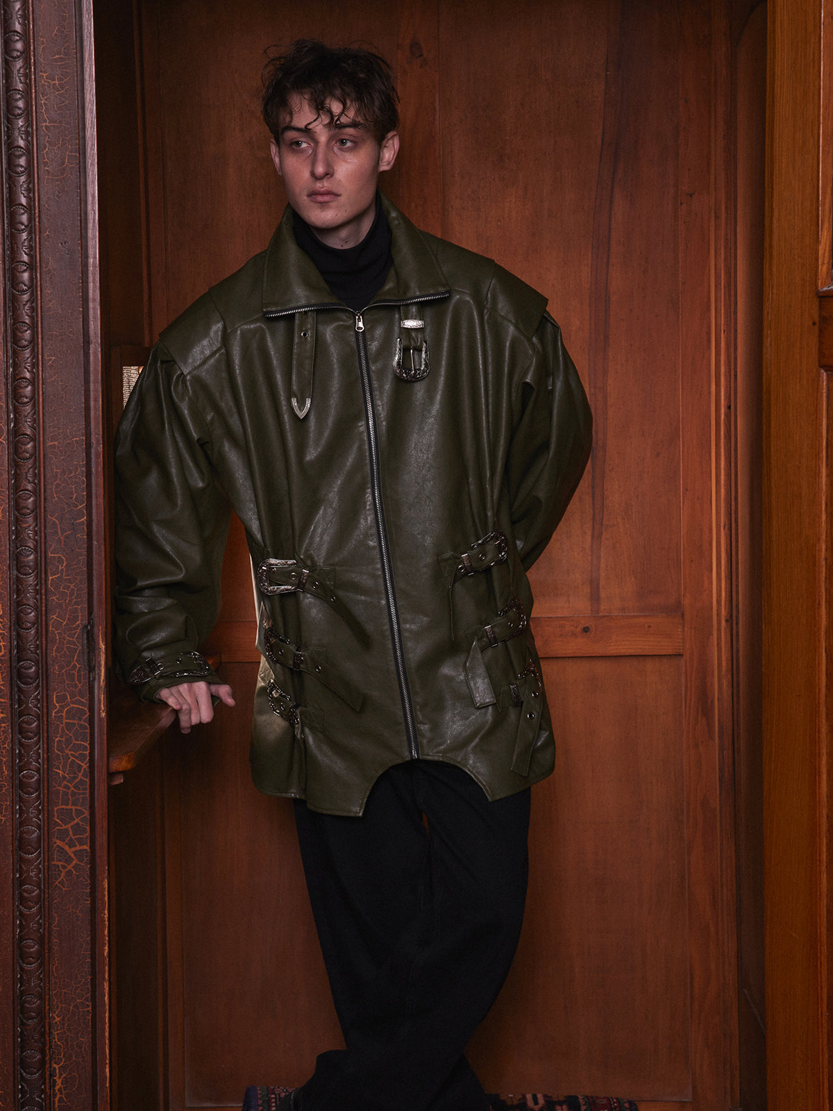 Vintage leather jacket with silhouette