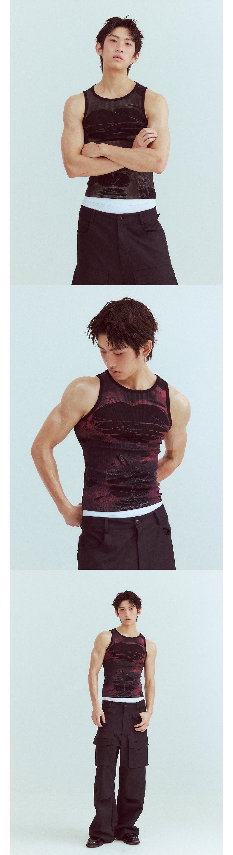 Torn print vest