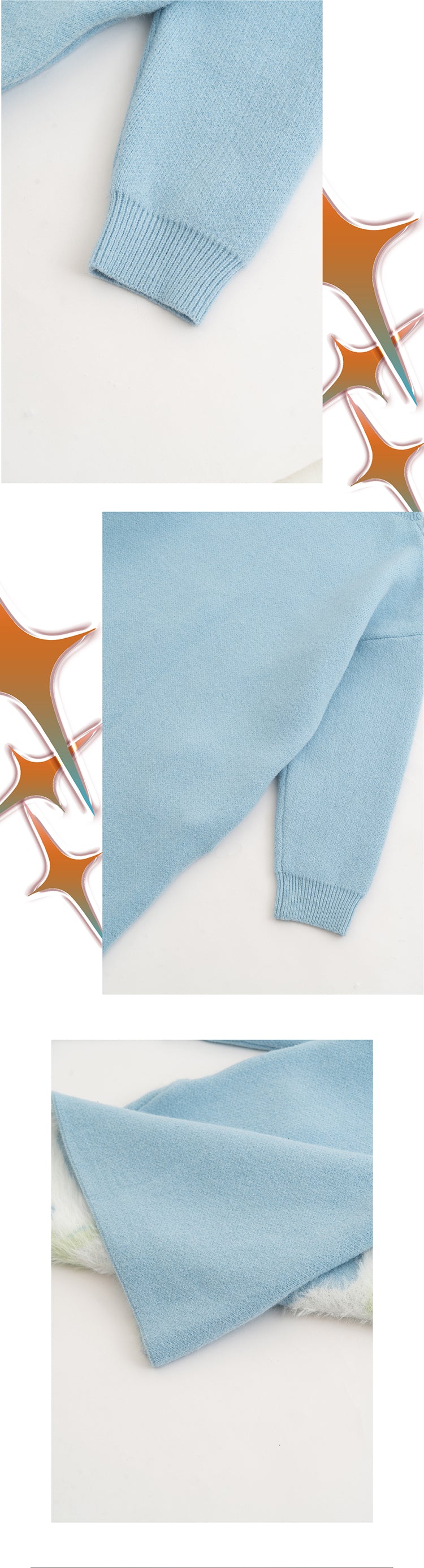 Light blue fish Bone Long Sweater