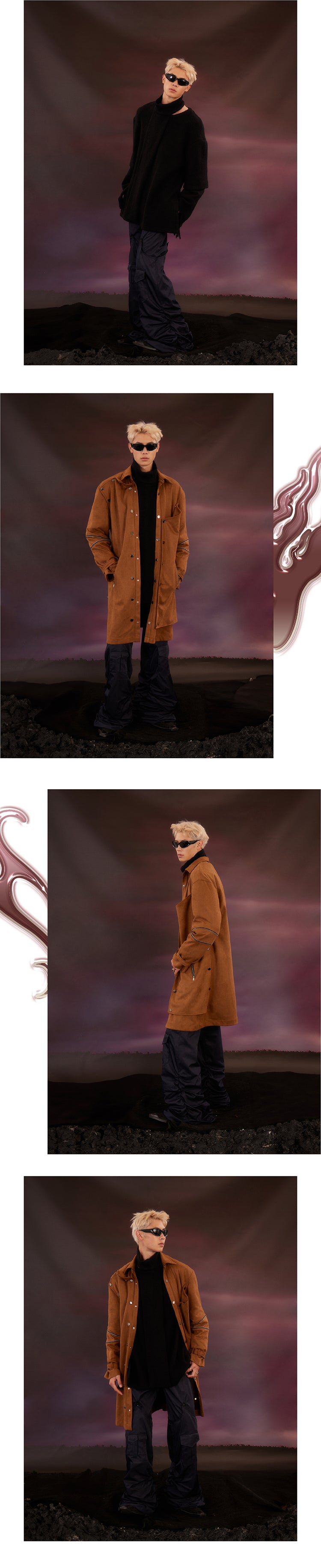 Blue outdoor pleated pants