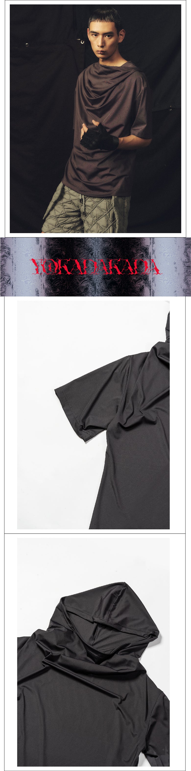 Boxing style pleated hoodie T-shirt