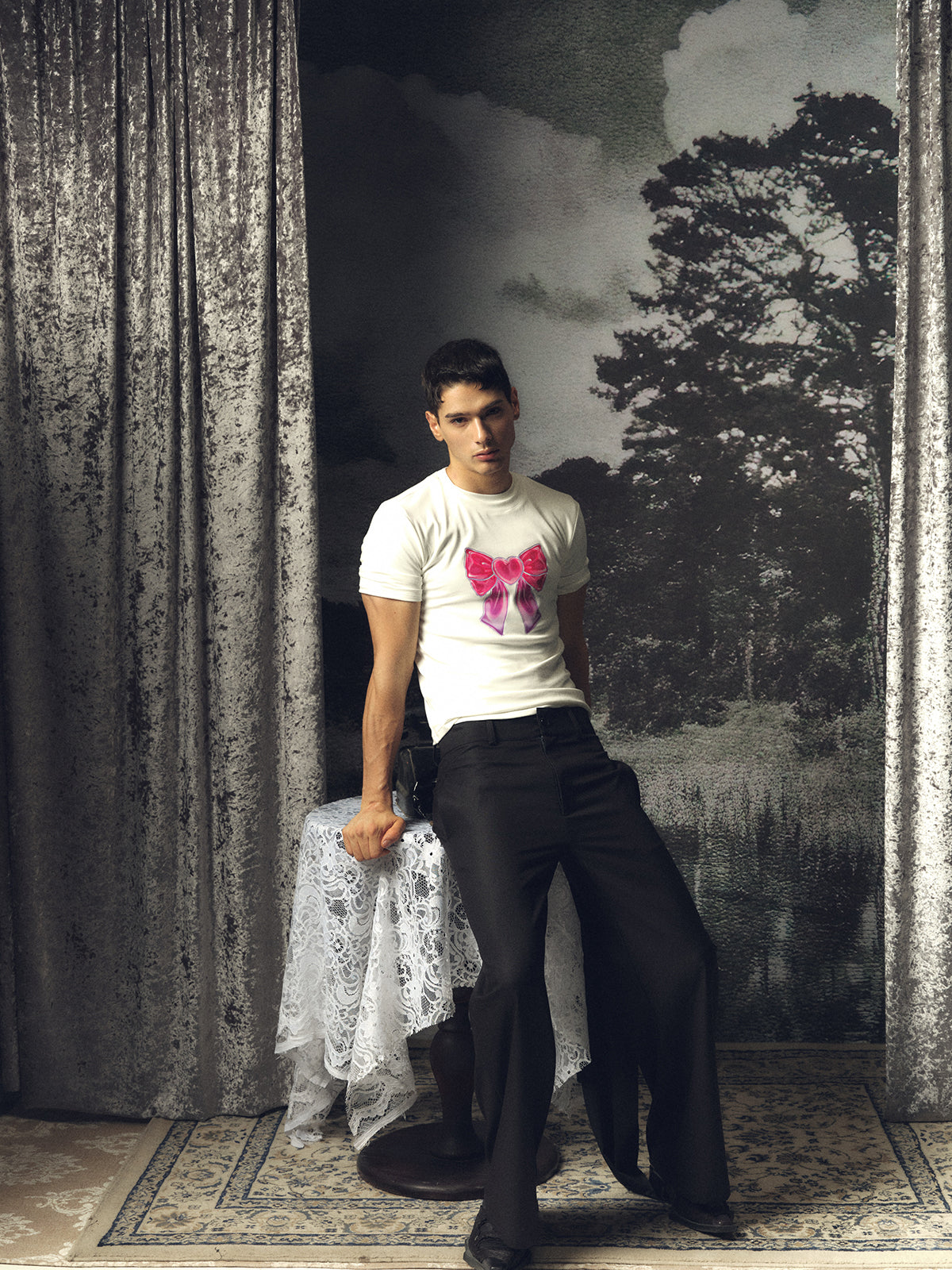 Y2k Vintage Bow Printed Tight T-shirt