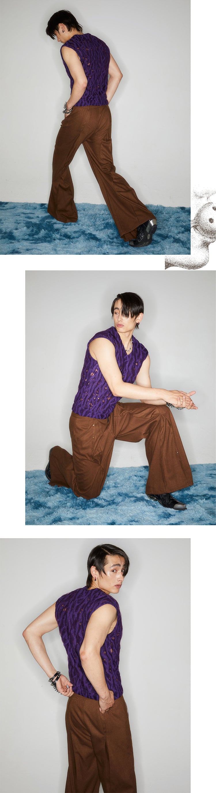 Two tone sleeveless hollow top