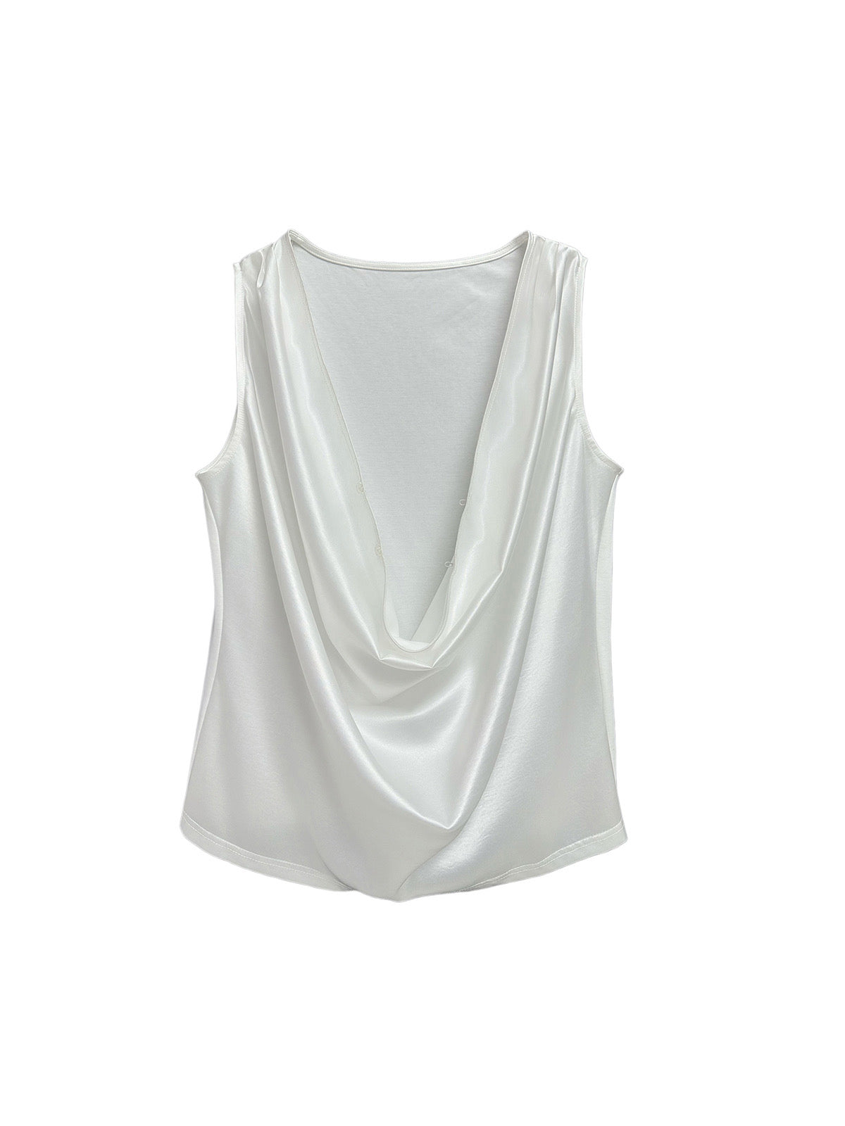 Loose-fitting deep V-neck sleeveless shirt