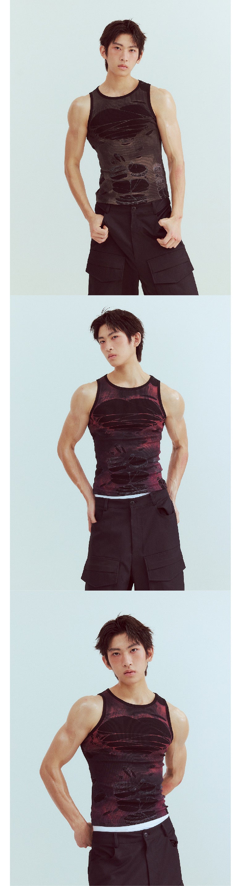 Torn print vest