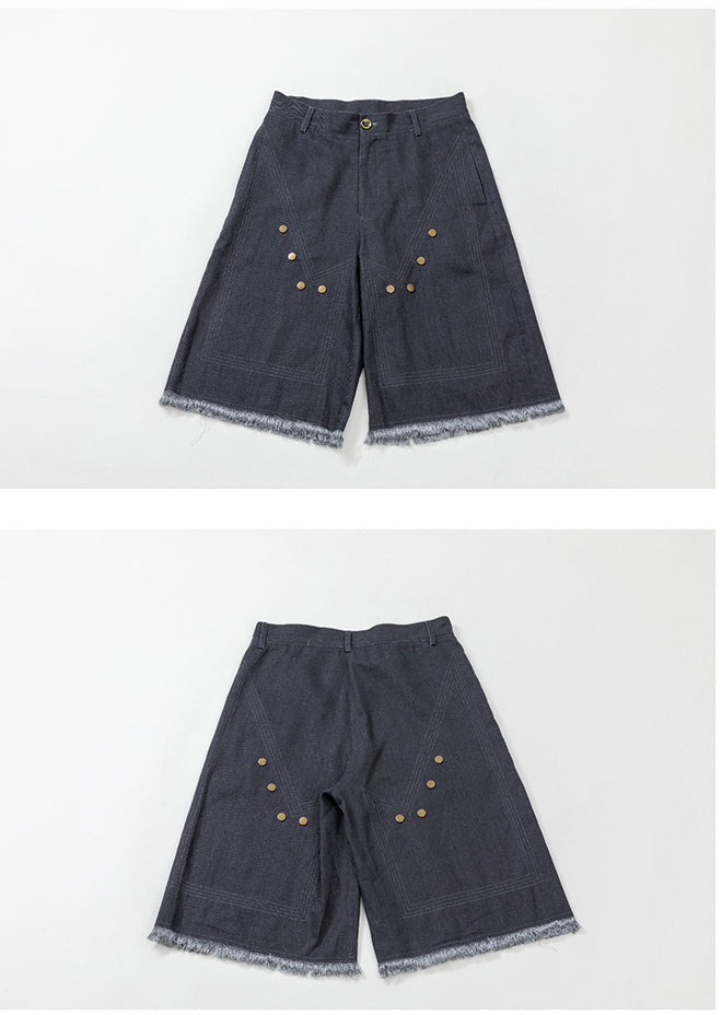 Workwear rivet rough edge shorts