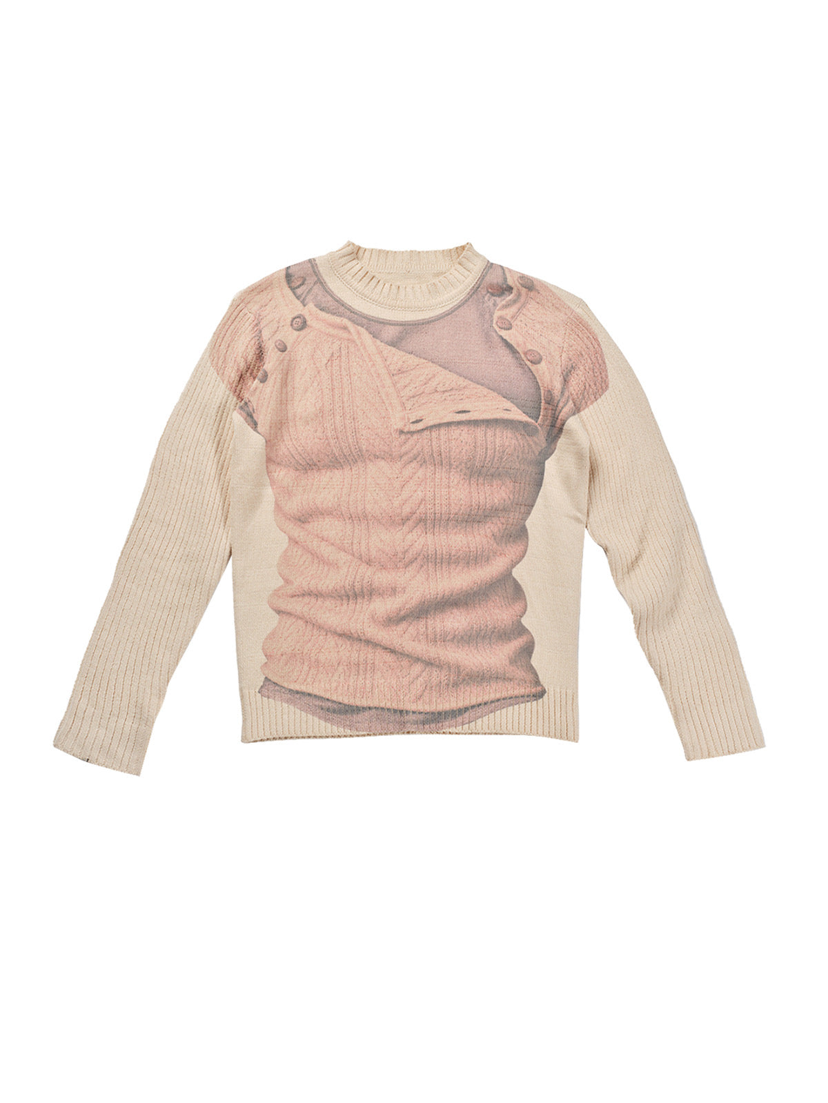 Layered printed knit sweater