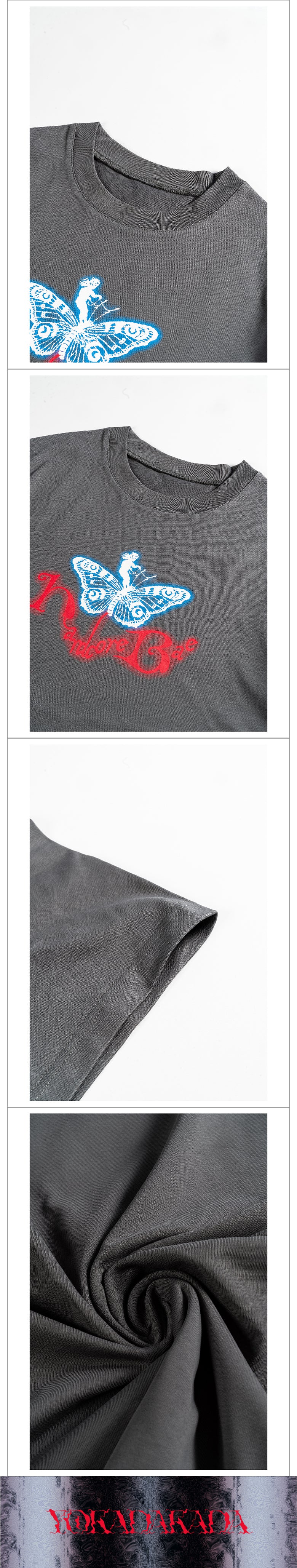 Red Butterfly Grey T-shirt