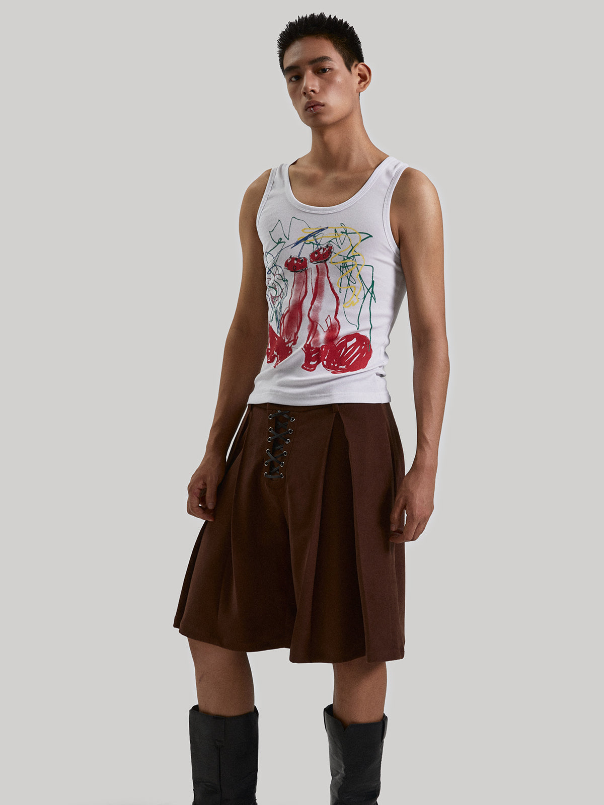 Cherry Graffiti Short Stroke Tank Top