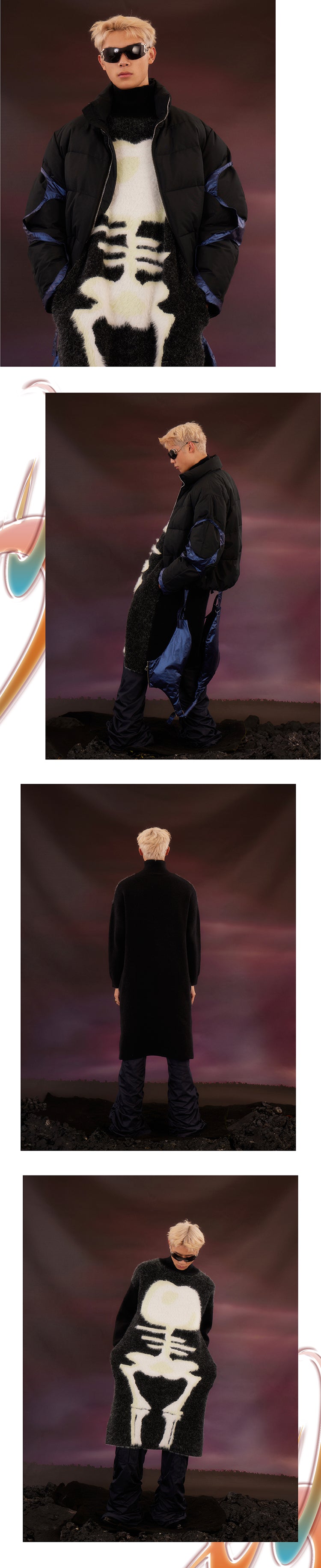 Black fishbone long sweater