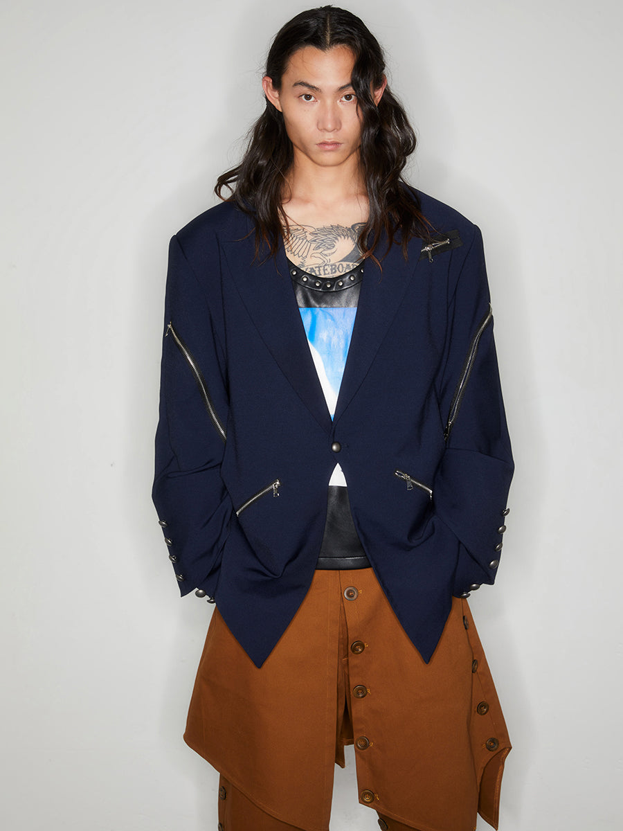 Hollow out double sleeved suit