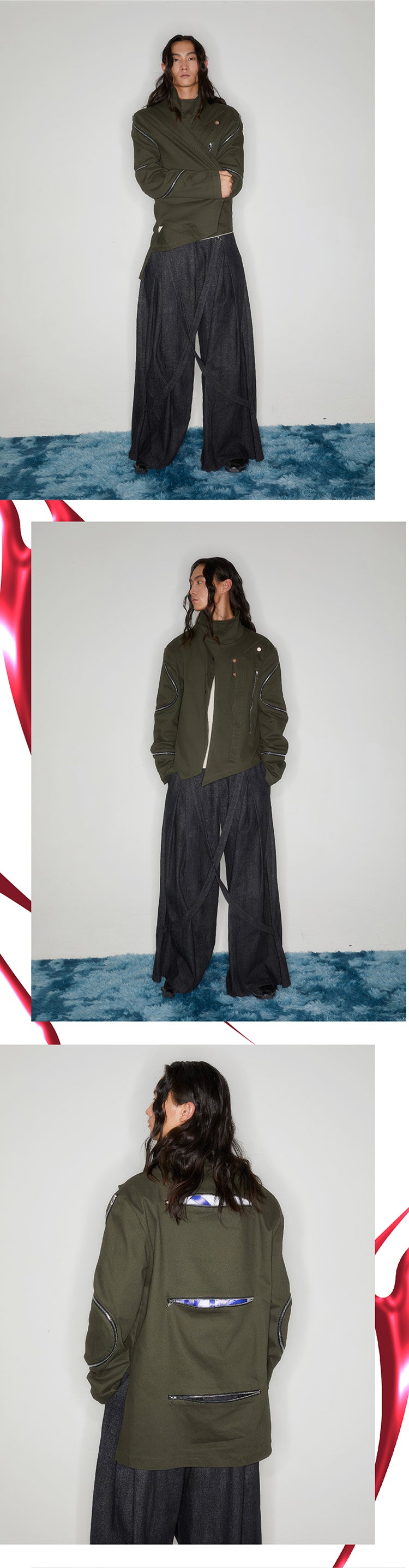 Asymmetric military jacket