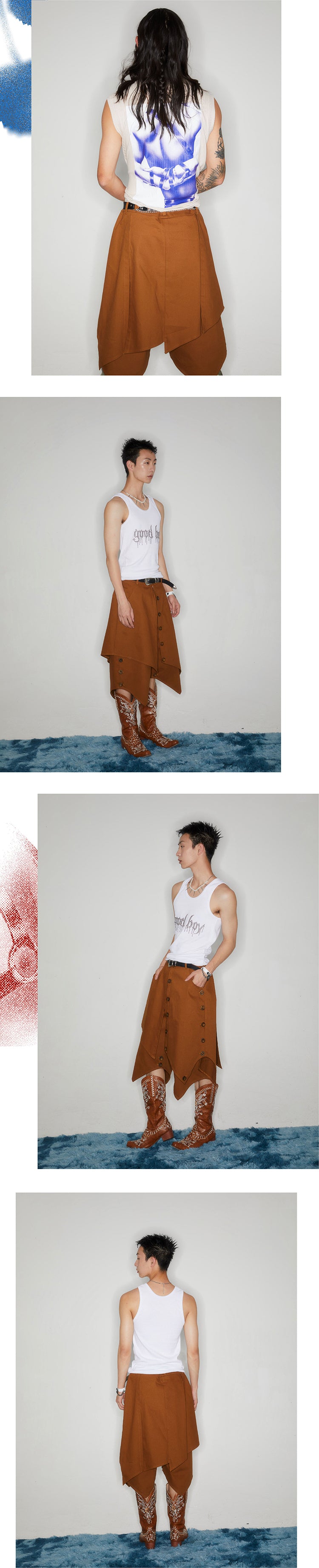 Multi layer button ronin pants