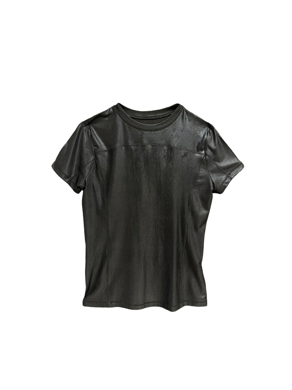 Reflective glossy tight-fitting split T-shirt