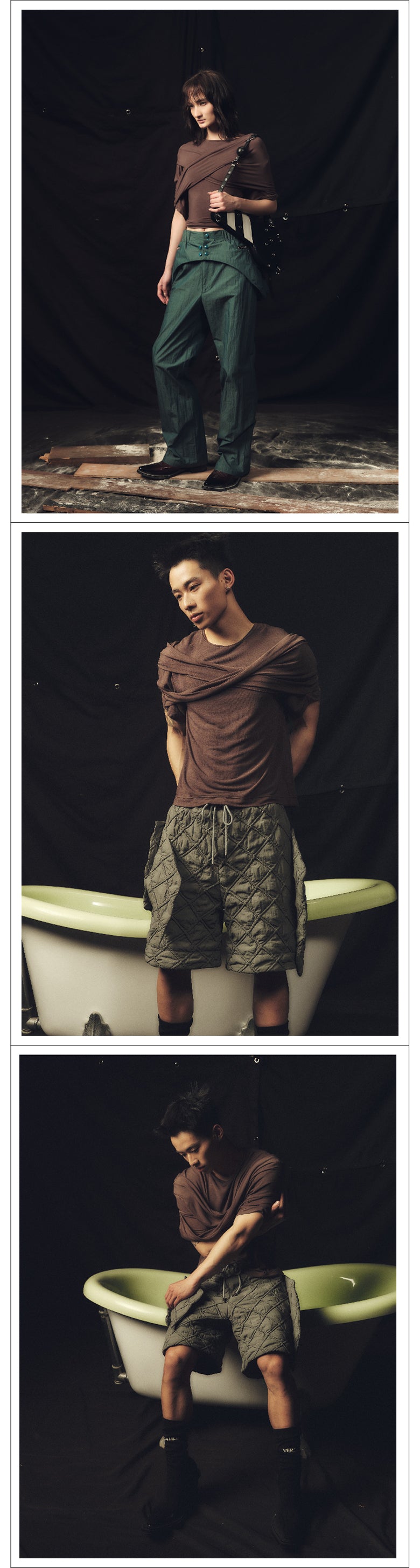 Two tone cross strap top