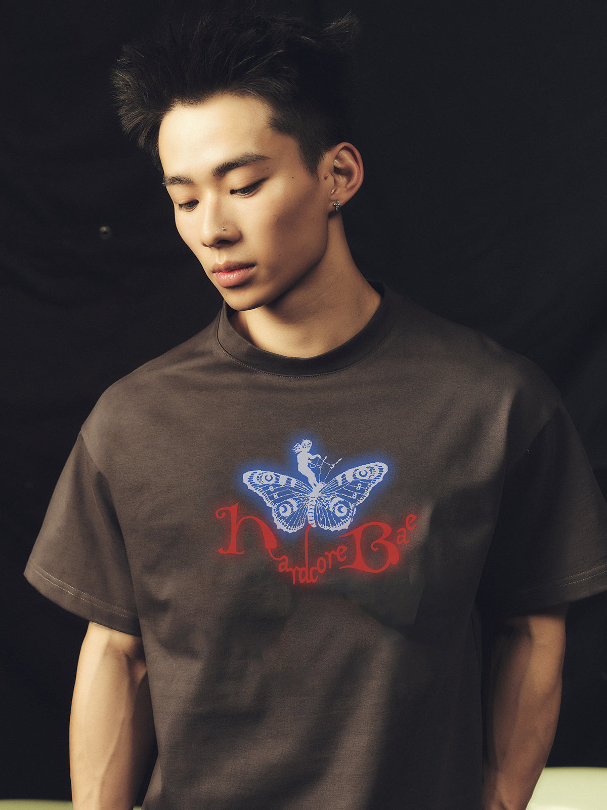 Red Butterfly Grey T-shirt