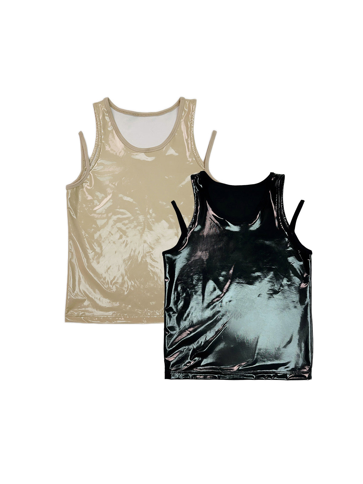 Patent leather deconstructed camisole