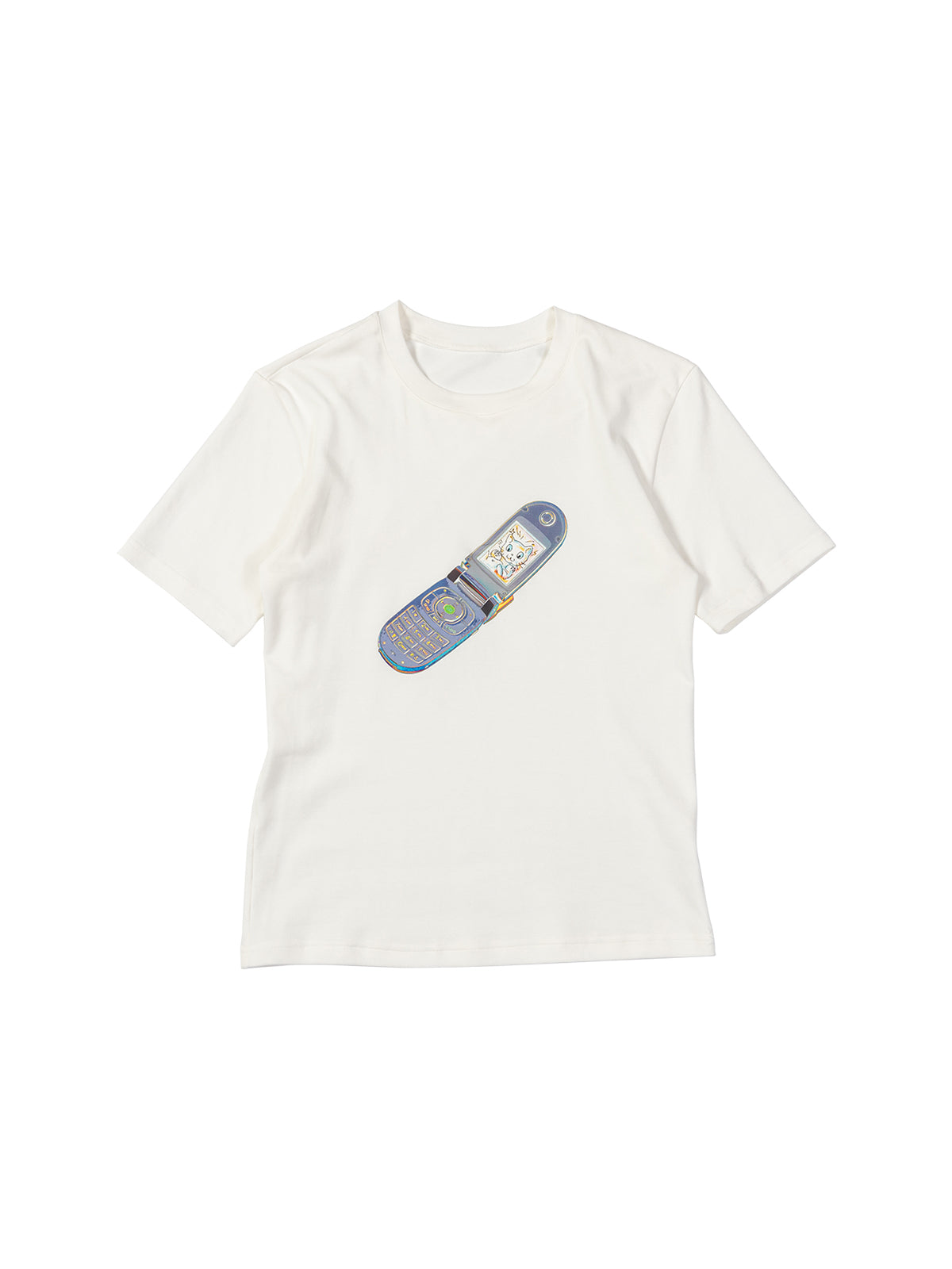 Y2k mobile phone printed tight fitting T-shirt