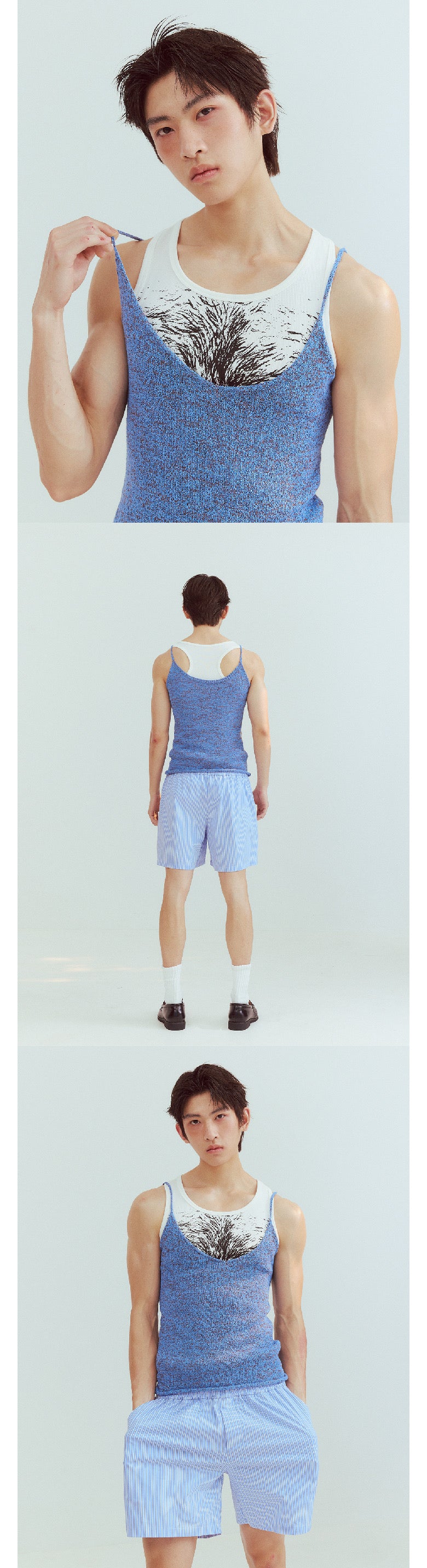 Funny short hairy I-back vest