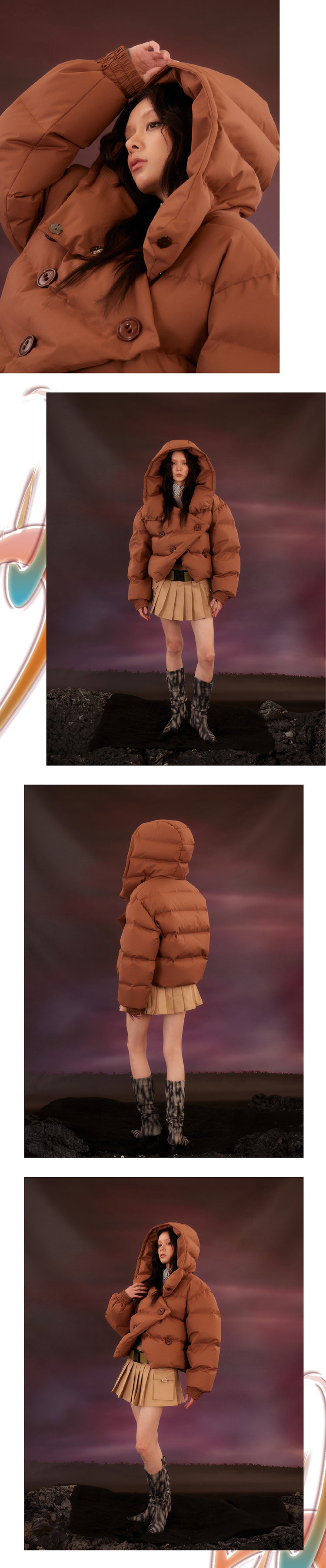 Brown Maillard Short Bread Down Coat