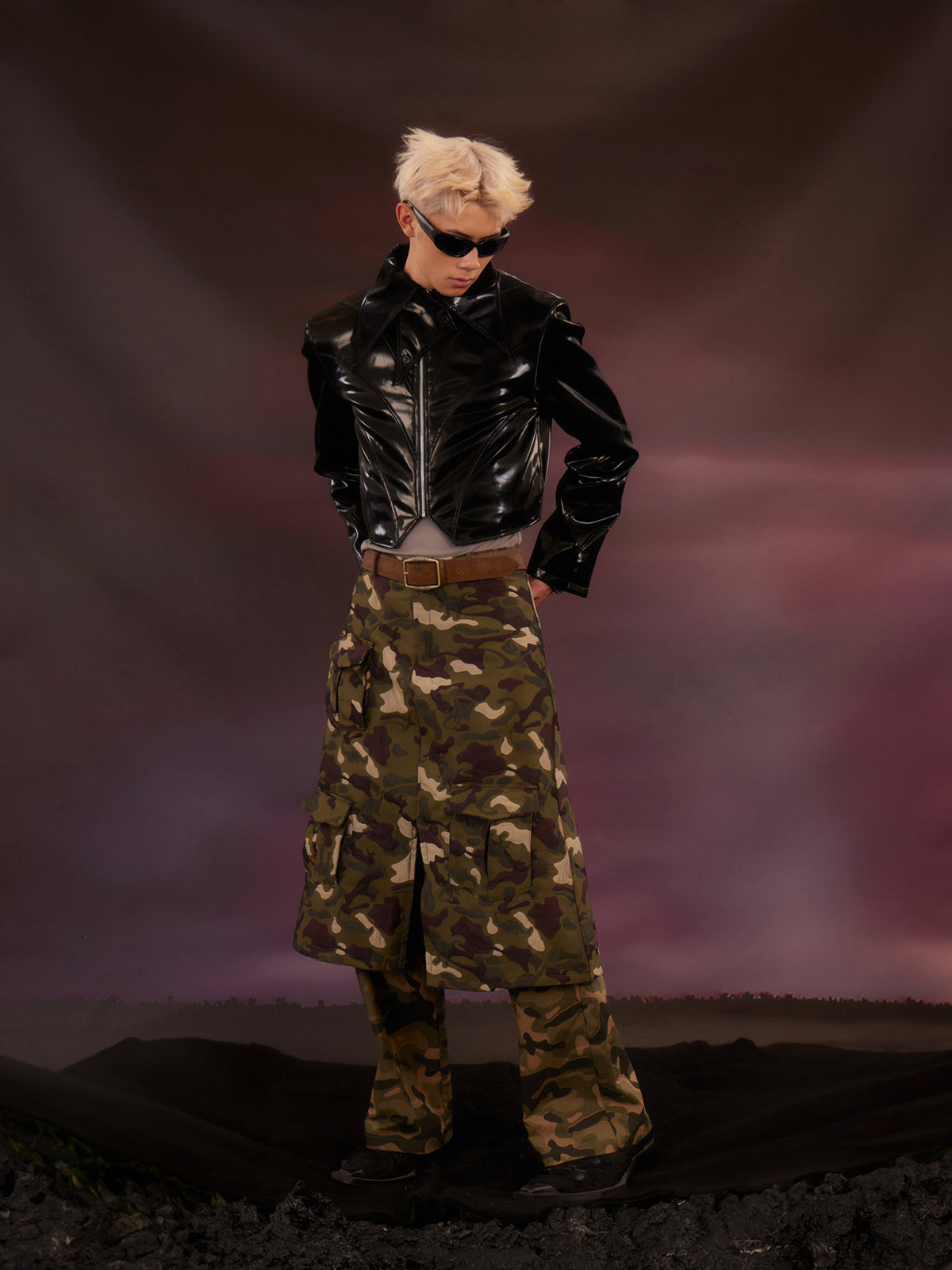 Camo double layered skirt pants