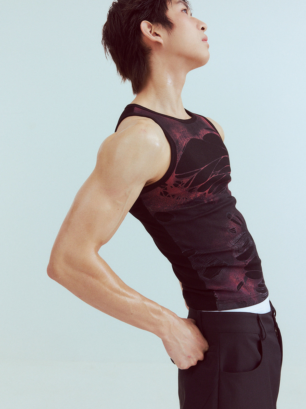 Torn print vest