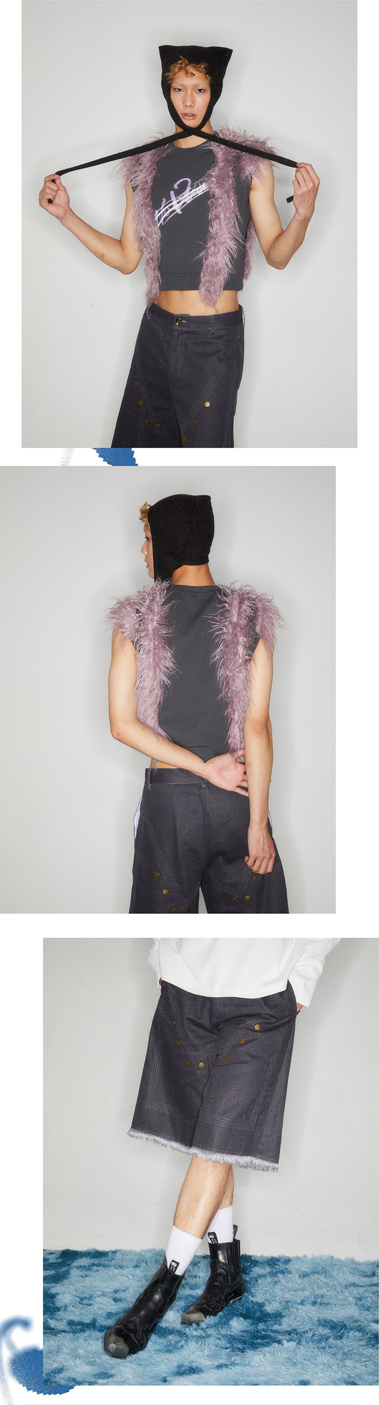 Workwear rivet rough edge shorts