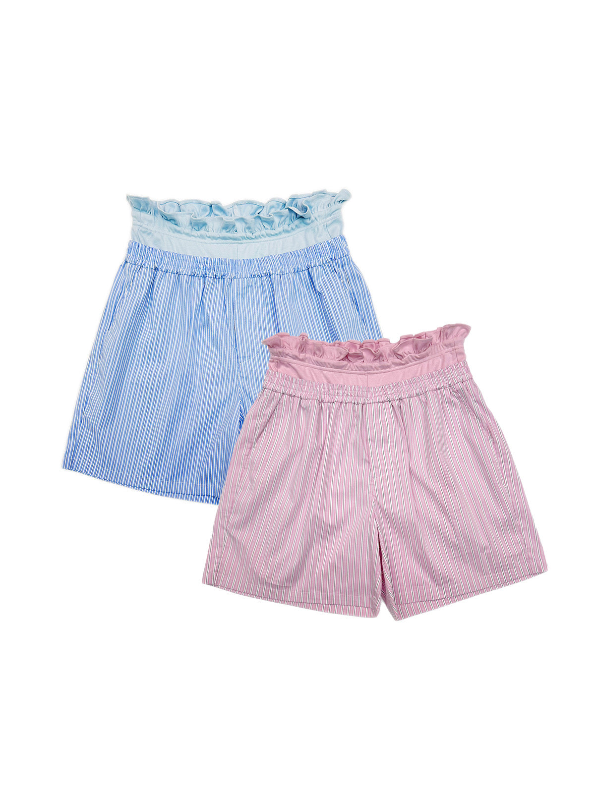 Ruffle-edged double-layered linen pants