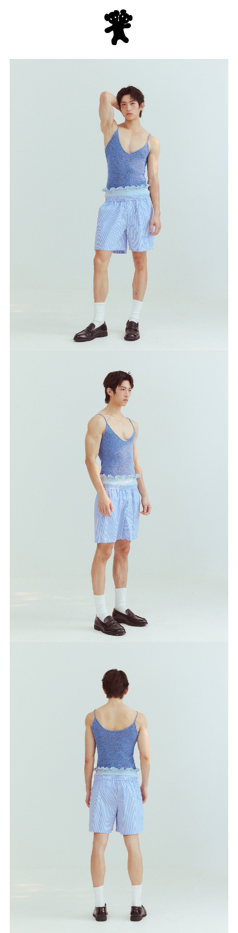 Thin shoulder strap mixed blue knitted camisole