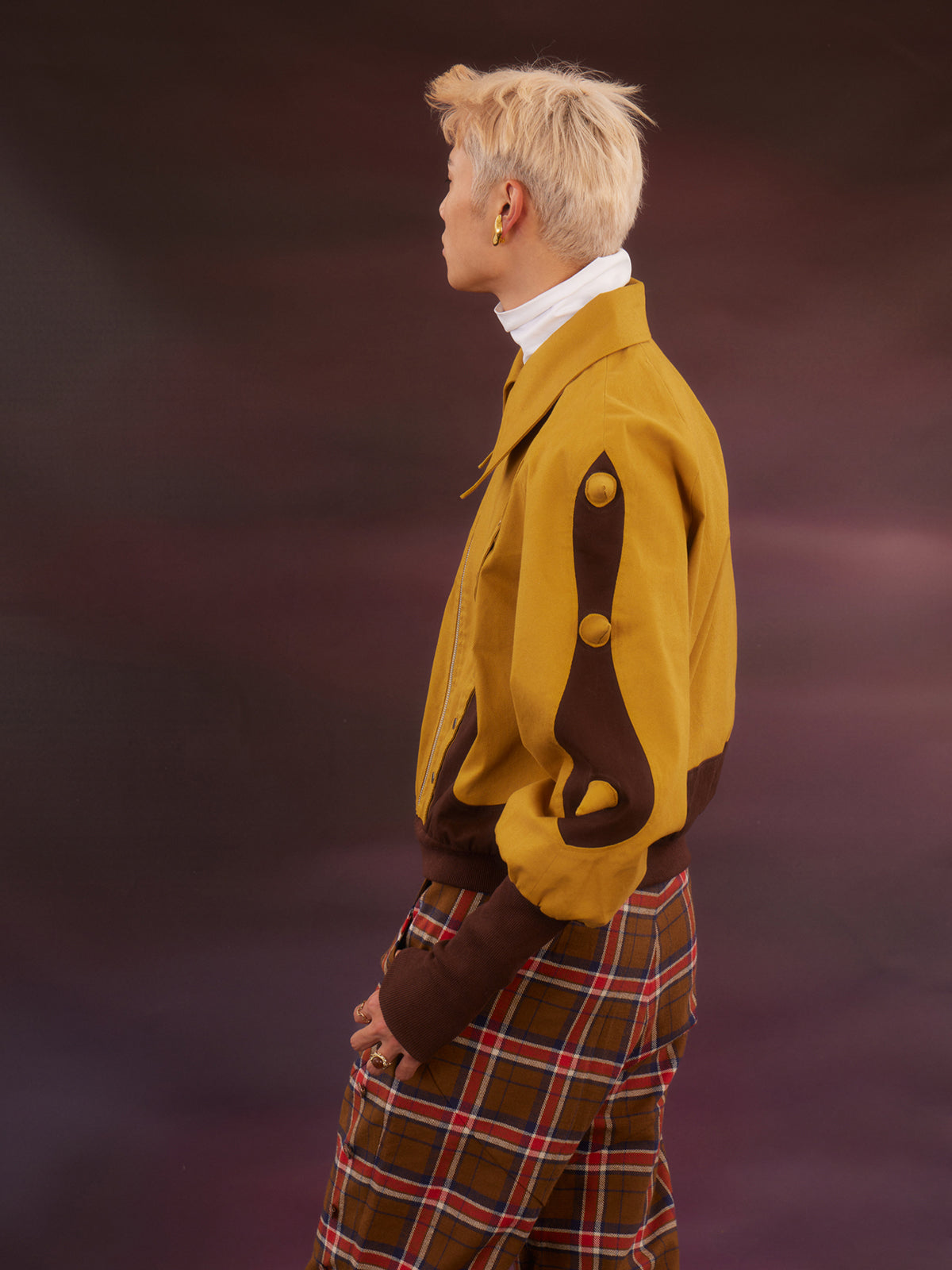 Yellow patchwork short jacket