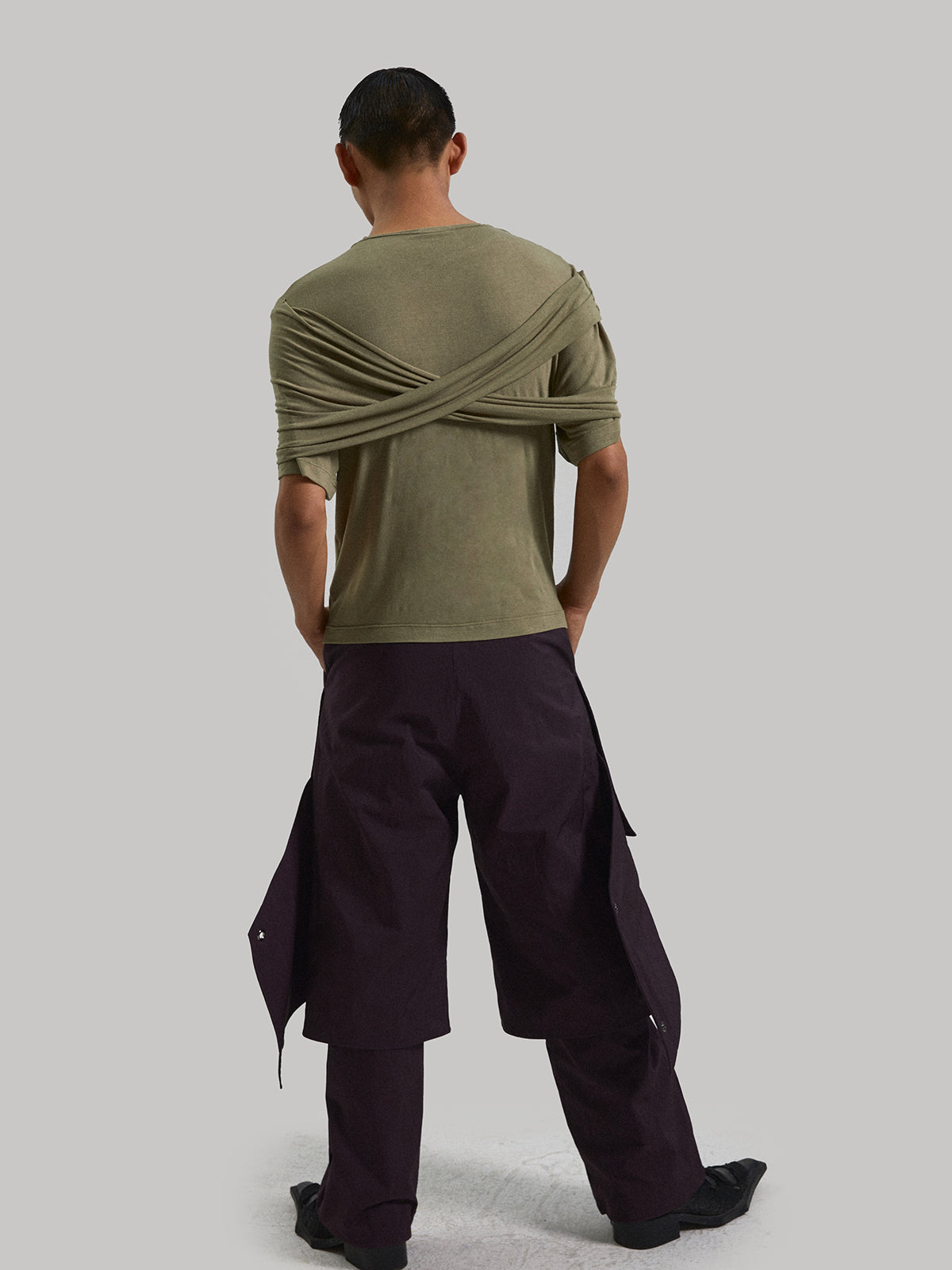 Two tone cross strap top