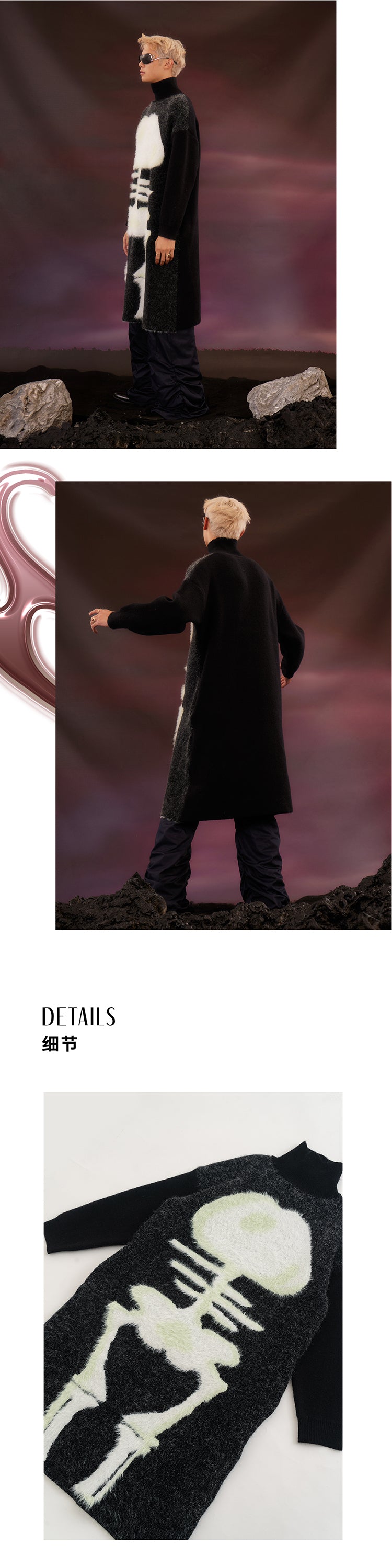 Black fishbone long sweater