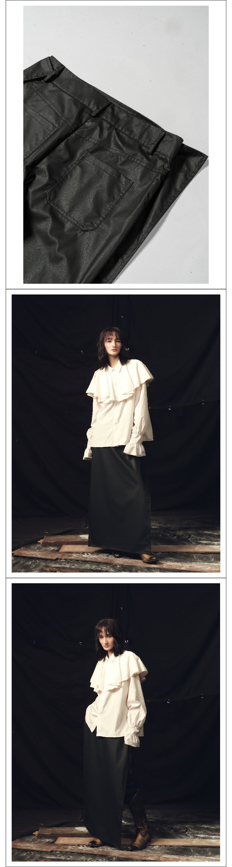 Black detachable apron pants